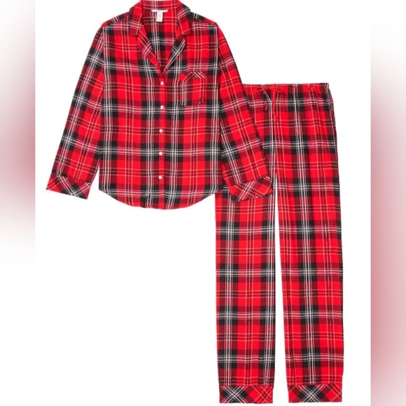 Victorias Secret Sleep Dreamer Shimmer Flannel long sleeve plaid Pajamas size XL - Picture 2 of 11